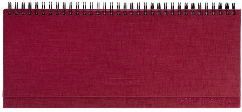 Planner settimanale 12 mesi orizzontale - in sintetico - blocco fisso -  2027 - 29,8x10,5 cm - spirale - bordeaux