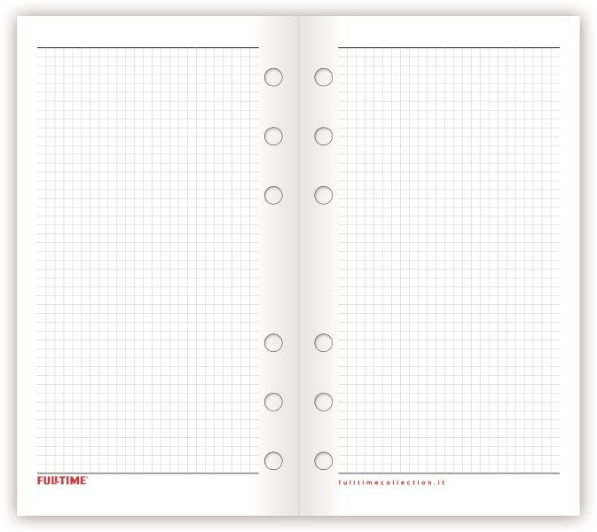 Refill agenda organizer ad anelli - Fogli a quadretti multiforo carta bianca - formato  grande multiforo - 14x21,5 cm