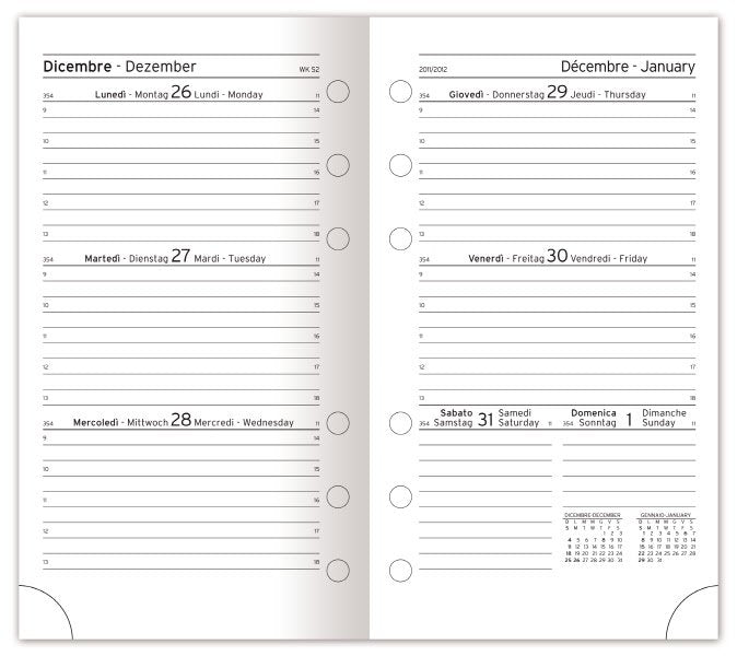 Agenda organizer ad anelli in similpelle, linguetta di chiusura - formato medio - bordeaux