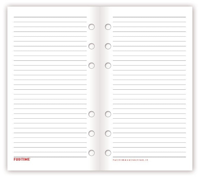 Refill agenda organizer ad anelli - Fogli a righe multiforo carta bianca - formato  grande multiforo - 14x21,5 cm