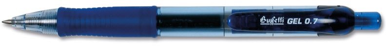 Penna a sfera gel a scatto con safety clip - blu - Tratto fine