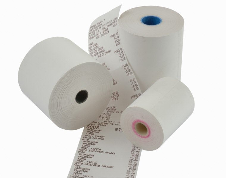 Rotoli bilancia in carta termica adesiva 60 mm x 30 m x 25 mm - 55 g - SENZA BISFENOLI