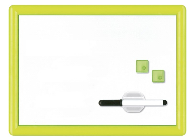 Lavagna magnetica bianca - cornice in plastica rigida - colorata - 29x39 cm