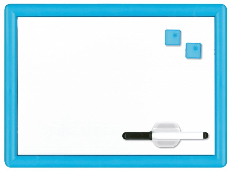 Lavagna magnetica bianca - cornice in plastica rigida - colorata - 29x39 cm