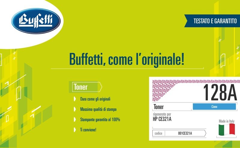 Toner HP - Compatibile Rigenerato 128A CE321A - Ciano - 1.300 pag