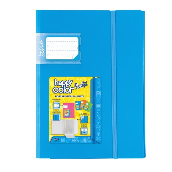 Portalistini Happy Color Fluo - Polipropilene - 30 buste - 29,7x21 cm - colori assortiti