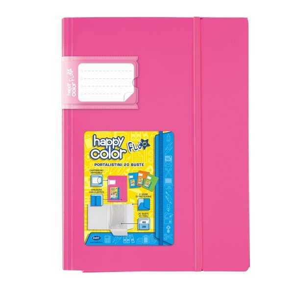 Portalistini Happy Color Fluo - Polipropilene - 30 buste - 29,7x21 cm - colori assortiti