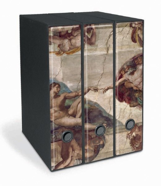 Set 3 raccoglitori  Image - Formato Protocollo - Dorso 8 cm - Michelangelo Buonarroti -  Creazione di Adamo (prima del restauro)