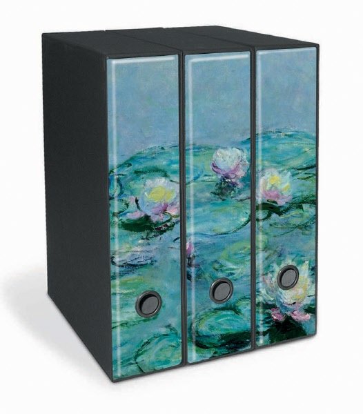 Set 3 raccoglitori  Image - Formato Protocollo - Dorso 8 cm - Claude Monet - Ninfee
