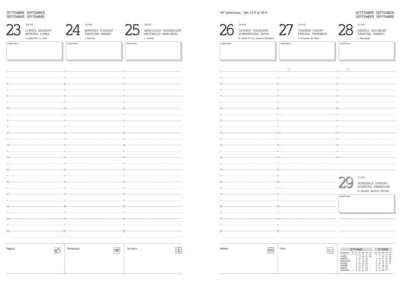 Refill Agenda settimanale carta bianca - 2027 - 17,2x24 cm