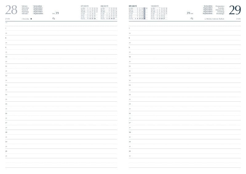 Agenda giornaliera 12 mesi - 2025 - 21x29,7 cm - sab/dom divisi - nero