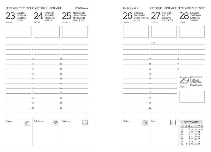 Refill Agenda settimanale carta bianca - 2027 -9x13 cm