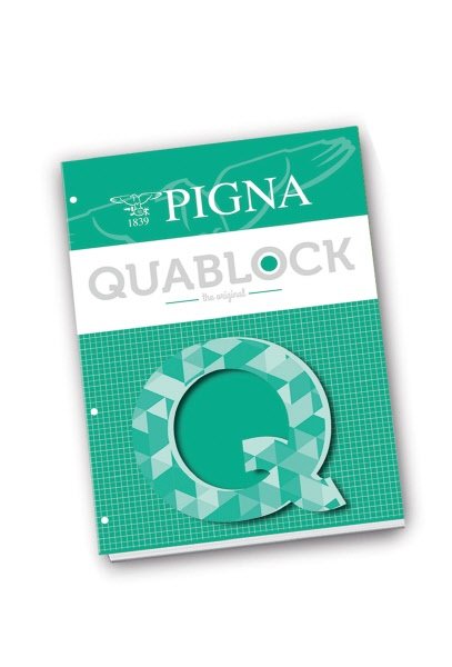 Blocchi collati Quablock - Rigatura 4M - Quadretto elementari e medie - 50 fogli - A4 - 4 fori - 80 g