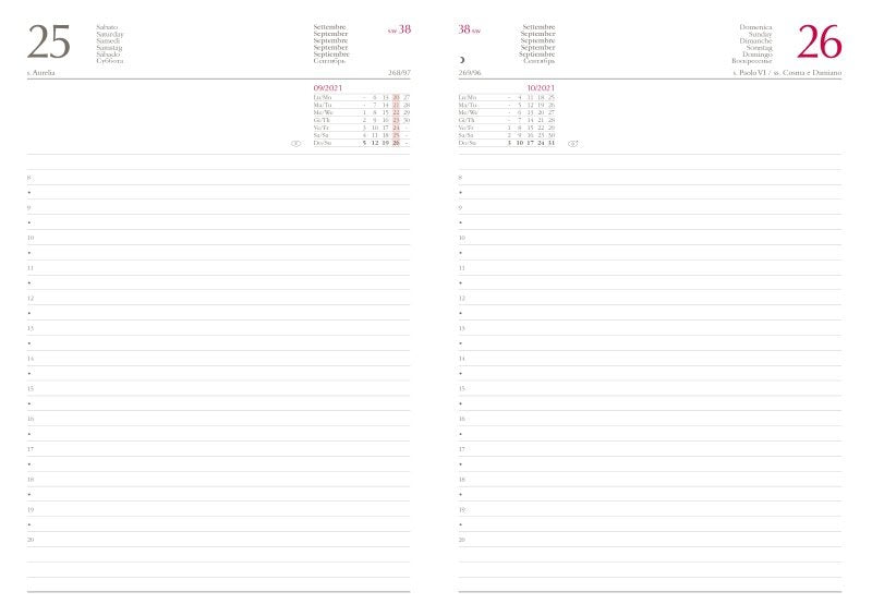Agenda giornaliera 12 mesi - 2027 - 14,5x20,5 cm - sab/dom divisi - blu