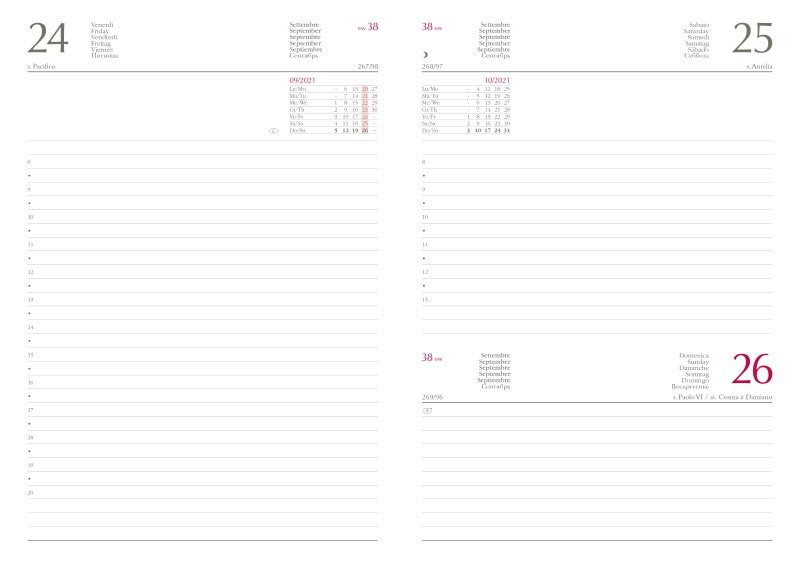 Agenda giornaliera 12 mesi - 2027 - 14,5x20,5 cm - in sintetico - sab/dom accoppiati - blu