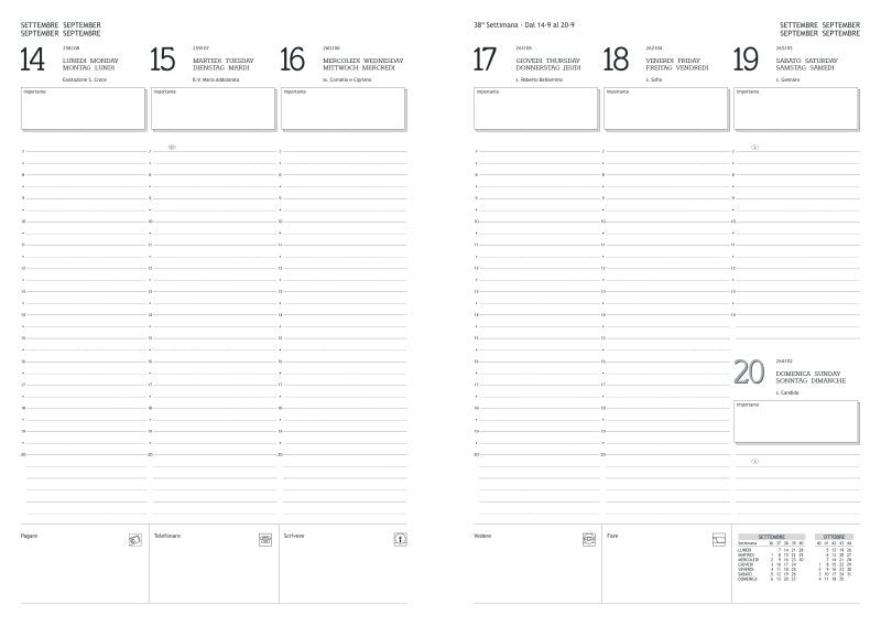 Agenda settimanale tascabile 12 mesi - 2027 - 21x29,7 cm - copertina similpelle - interno fisso - blu