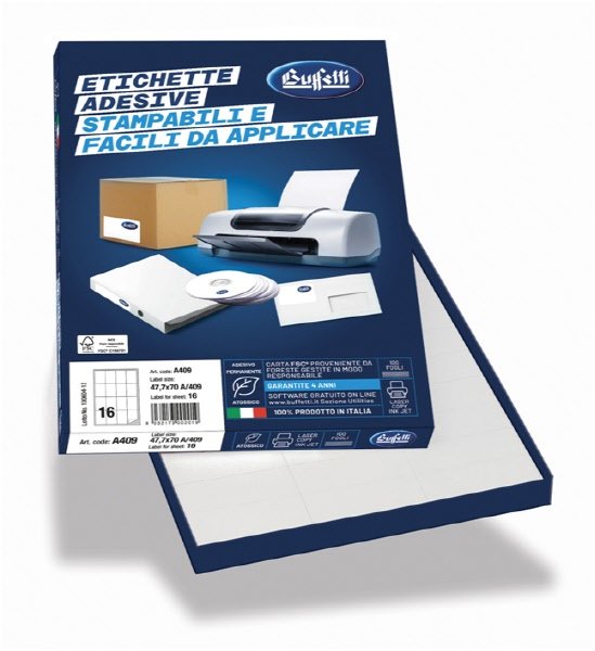 Etichette multifunzione -  conf. 100 fogli - f.to 199,6x143,5 mm  - angoli arrotondati con margine - n. etichette per foglio 2