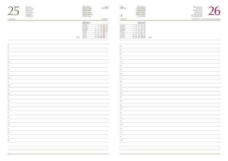 Agenda giornaliera in similpelle - blocco mobile -  2026 - 14,5x20,5 cm - linguetta di chiusura - blu