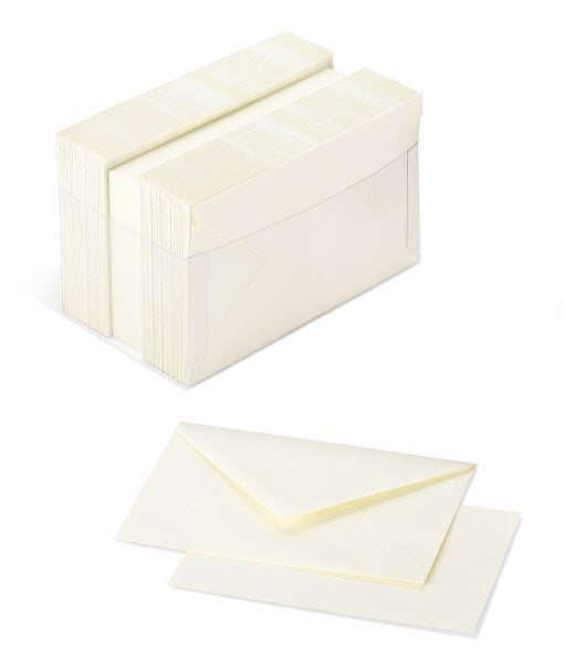 Conf. 100 biglietti+buste - F.to 9 (9x14cm) - color avorio