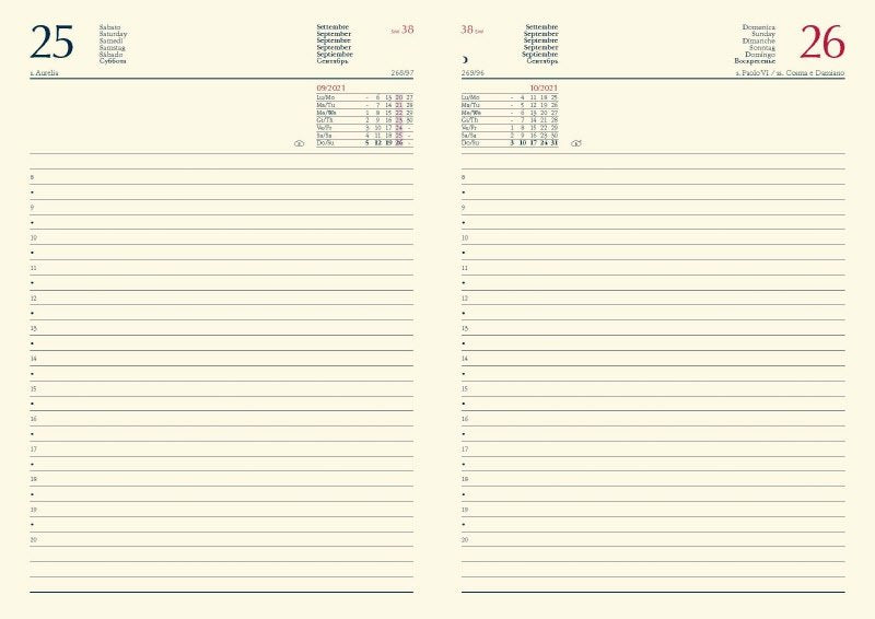 Agenda giornaliera 12 mesi - 2027 - 14,5x20,5 cm - sab/dom divisi - nero