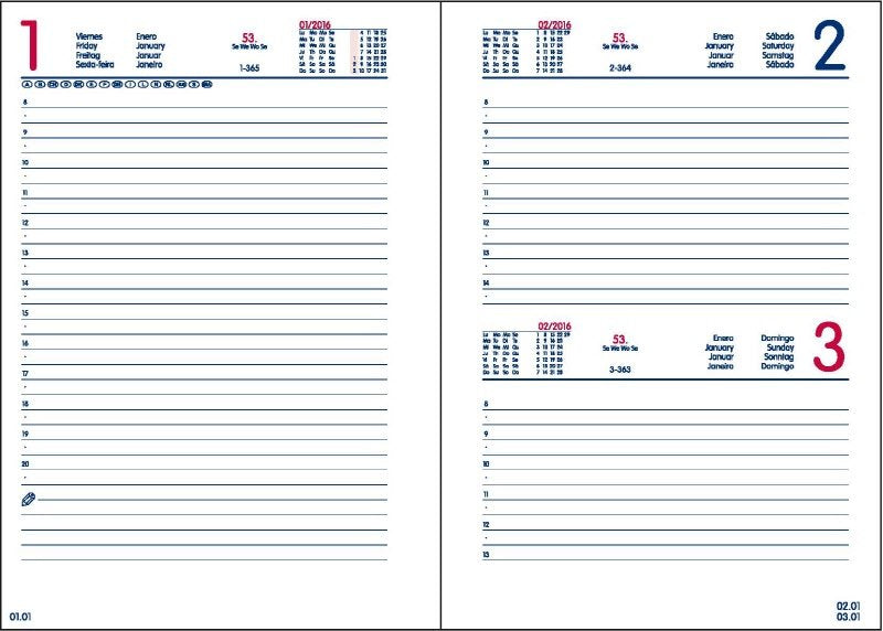 Agenda giornaliera 12 mesi - 2027 - 10,5x15 cm - copertina sintetico - interno fisso - nero