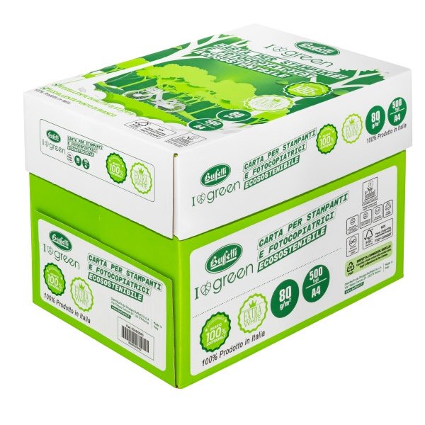 Conf. 5 risme carta per fotocopie Buffetti Green 100% riciclabile A4 - 21x29,7 cm - 80 g