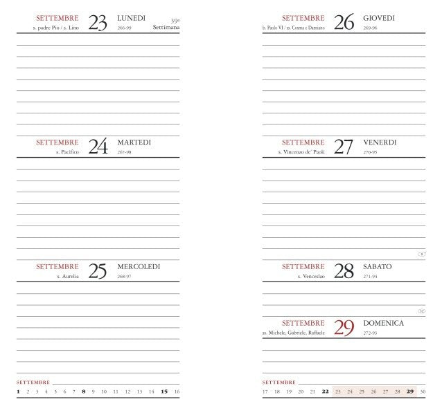 Refill agenda settimanale tascabile 12 mesi -  2027 - f.to 8x15 cm