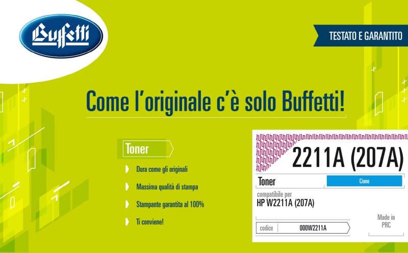 Toner HP - Compatibile 2211A(207A) W2211A(207A) - Ciano - 1.250 pag