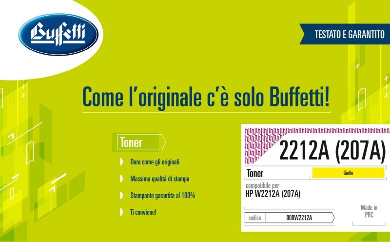 Toner HP - Compatibile 2212A(207A) W2212A(207A) - Giallo - 1.250 pag
