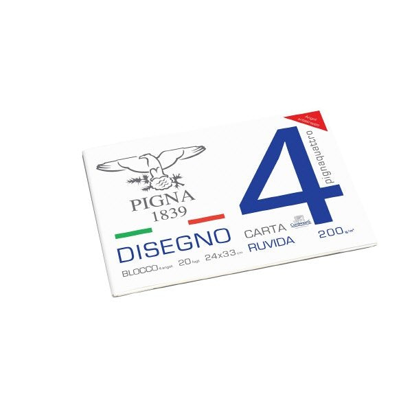 Blocco da Disegno con 4 angoli PignaQuattro - carta ruvida - 24x33cm