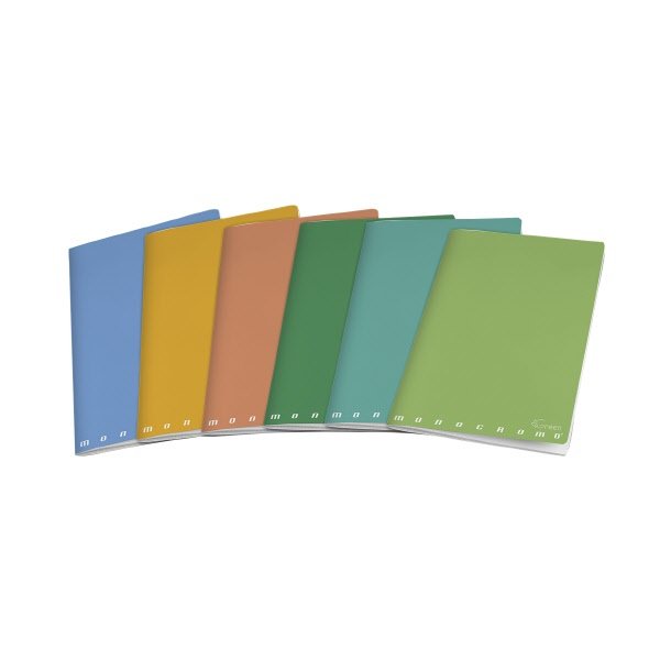 Maxiquaderno Monocromo Green - Rigatura 4M - Quadretto elementari e medie - 80 g - carta riciclata - A4 - copertine assortite