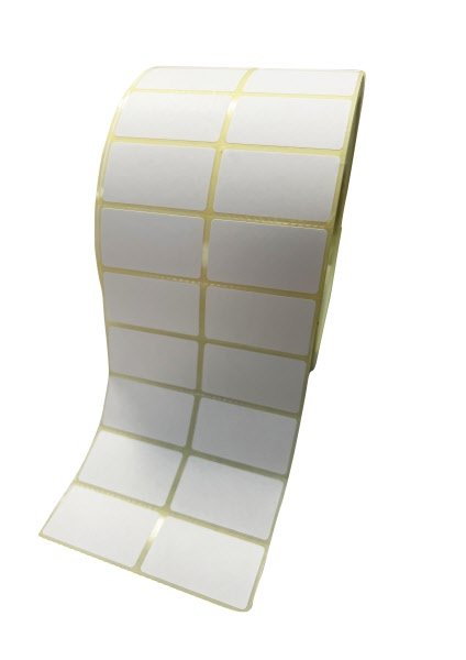 Rotolo da 5.000 etichette in carta adesive permanenti - f.to 50x30 mm - 2 piste