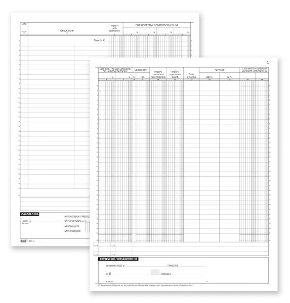 Registro dei Corrispettivi - 16 pagine prenumerate - 31x24,5 cm