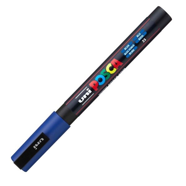 Marcatore Uni Posca a tempera Uni-Ball - tonda - 0,9-1,3 mm - blu - M PC3M B