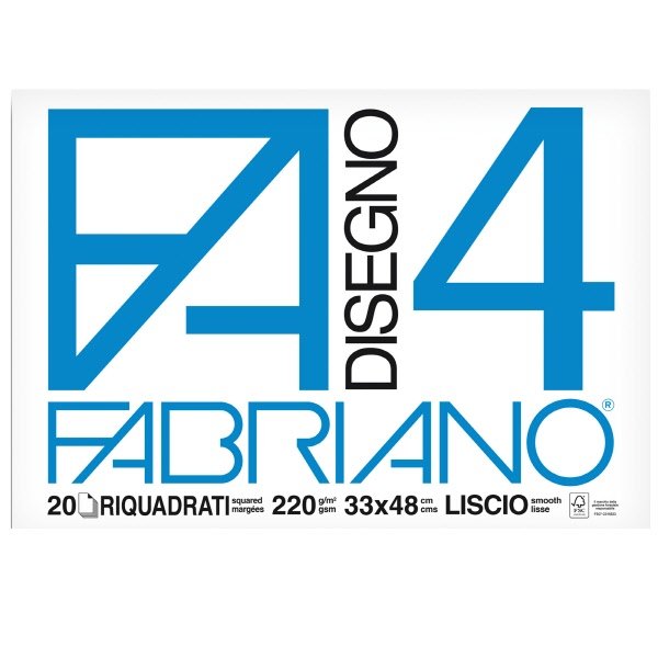 Album da disegno Fabriano Disegno 4 - 33x48 cm - liscio riquadrato - 20 fogli - 220 g