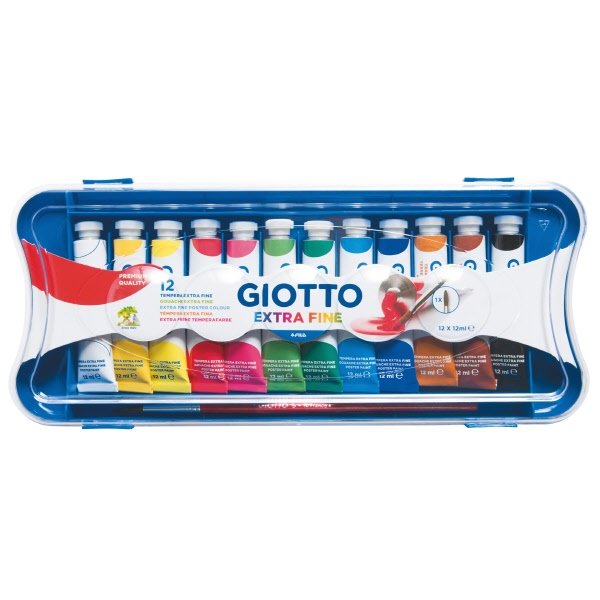 Tempera in tubetto 12 ml - Astuccio 12 pezzi - da 3 anni in poi