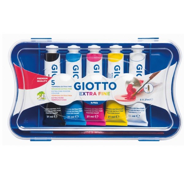 Tempera in tubetto 21 ml - Astuccio 5 pezzi - da 3 anni in poi