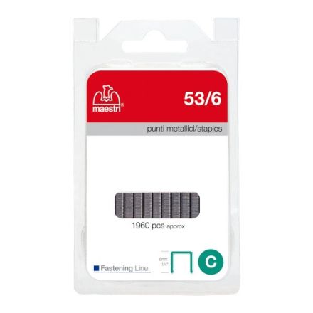 Punti zincati - 53/6 - 6 mm - metallo - conf. da 1960 punti