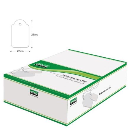 Etichette con filo - 22x35 mm - bianco - conf. 500 pezzi