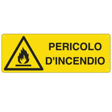 Cartello in alluminio Pericolo di incendio - F.to: 35x12,5 cm