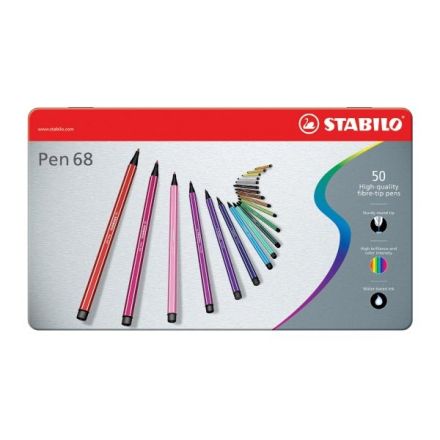 Pennarelli Stabilo Pen 68 in Scatola metallo 2 ripiani - assortiti -1 mm-da 7 anni- 6850