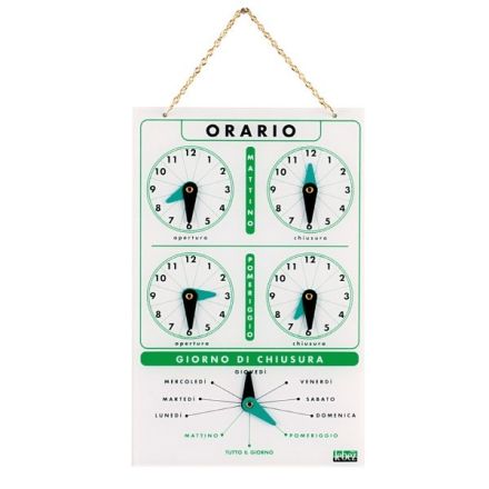 Cartello orario con catenella