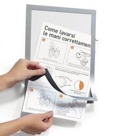 Cornice espositiva adesiva Duraframe® A4 21X29,7cm argento DURABLE