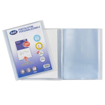 Portalistini personalizzabile - 60 buste - 30x22 cm - bianco trasparente