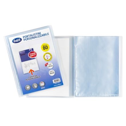 Portalistini personalizzabile - 80 buste - 30x22 cm - bianco trasparente