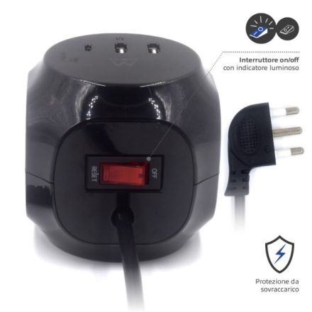 Multipresa a cubo - nero