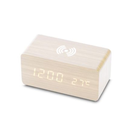 Sveglia led sound control 15X7X7 Cm + caricatore wireless - crema