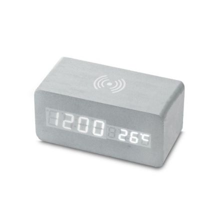 Sveglia led sound control 15X7X7 Cm + caricatore wireless - argento