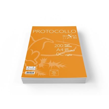 Fogli protocollo Pigna - Rigatura 0C - Righe con margine - 200 fogli - 80 g