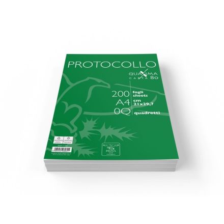 Fogli protocollo Pigna - Rigatura 0Q - Quadretto da 5mm con margine - 200 fogli - 80 g